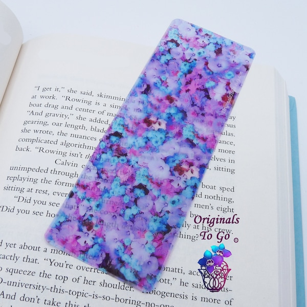 Matte Blossom windfall bookmark, Flower Bookmark, Semi transparent bookmark, Pretty bookmarks, Bookmarks for women, Book lover gift, Purple