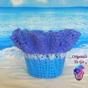 Blue Orchid Pot: Lacey Beach Theme Planter with Drainage