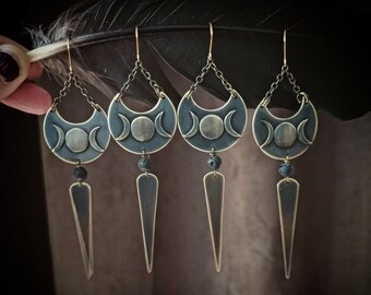 <<< Boucles d'oreilles " Triple Moon " >>>