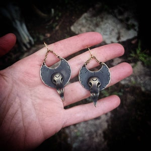 Crow earrings, bird skull, raven jewelry, Gothic, Celtic image 8