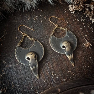 Crow earrings, bird skull, raven jewelry, Gothic, Celtic image 6
