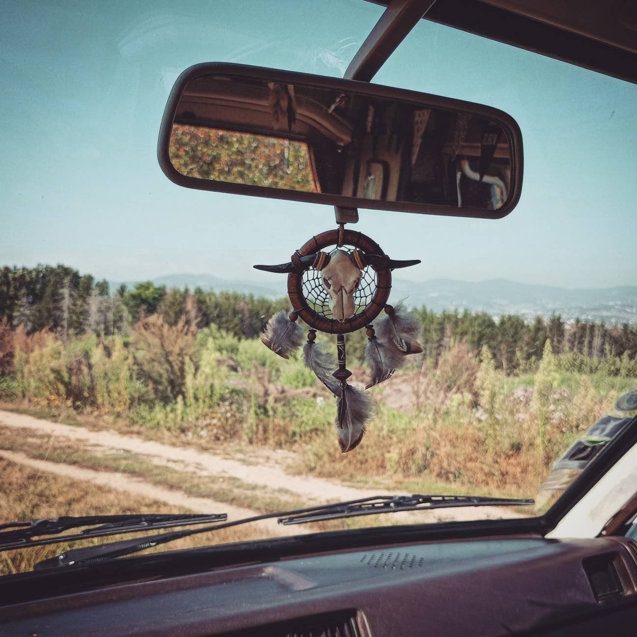 Mini Attrape Rêves Pour Voiture, Crâne de Buffle à Suspendre, Décoration Rétroviseur, Dreamcatcher A