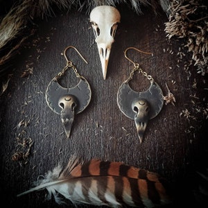 Crow earrings, bird skull, raven jewelry, Gothic, Celtic image 5