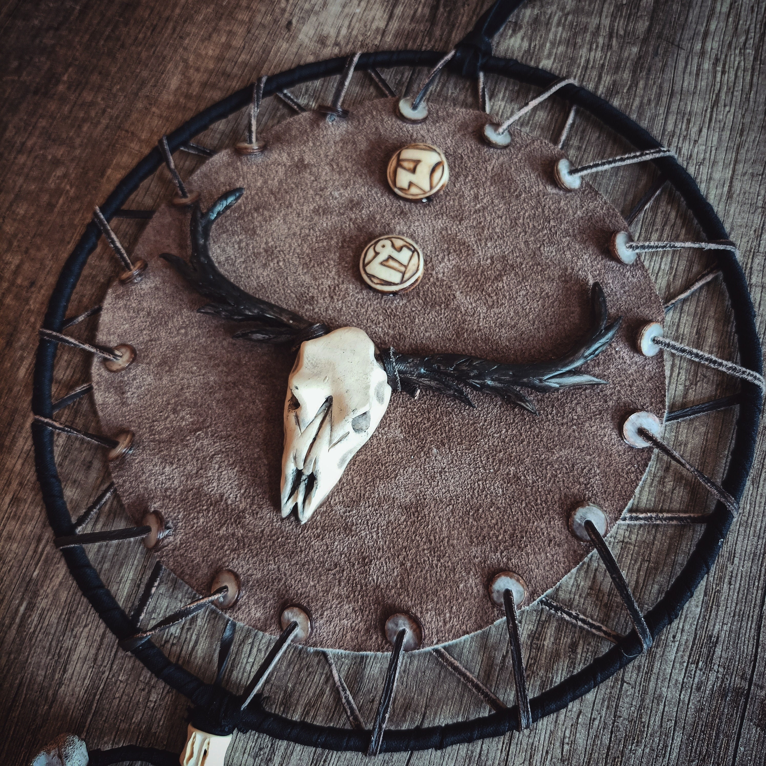 Deer Skull Dreamcatcher Brown Wall Decor Black Feather Etsy