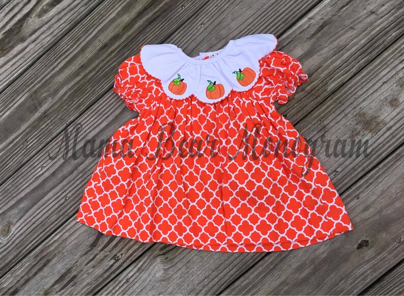 pumpkin smocked dress