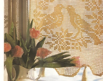 Crochet Curtain Pattern | Vintage Crochet Pattern | Filet Crochet Pattern | Window Birds Curtain | PDF Instant Download | Swedish Vintage