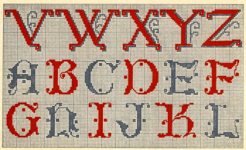Alphabet Cross Stitch Patterns Antique Alphabet Patterns - Etsy