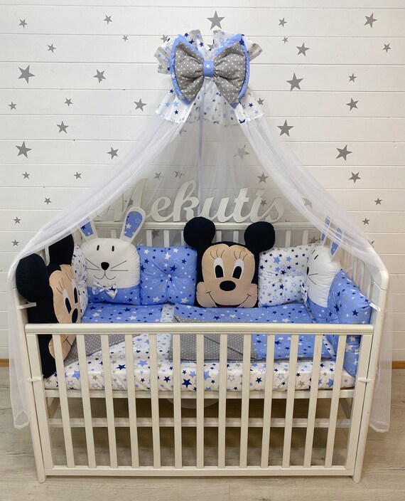 mickey mouse crib bumper pads