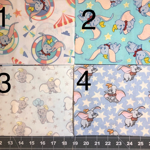 Dumbo Disney Fat Quarter , Cotton Fabric, Disney Mickey Minnie Character Fabric, 100% Cotton Fabric, Quilting Fabric, Mask Fabric