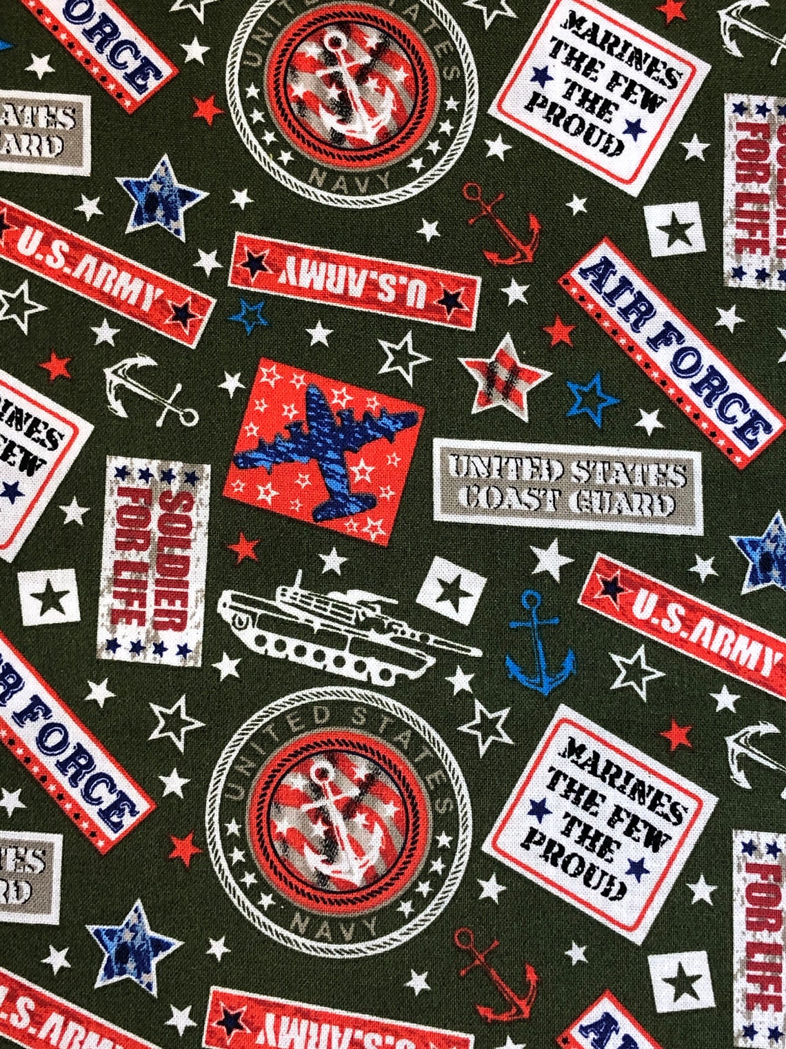 Military Fat Quarters 100 Cotton Fabric Army Navy Air Etsy