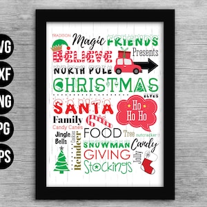 Believe in Magic Christmas Word Art Cut File. Christmas Cut File EPS for print. Commercial use. Digital files for cutting machines image 1