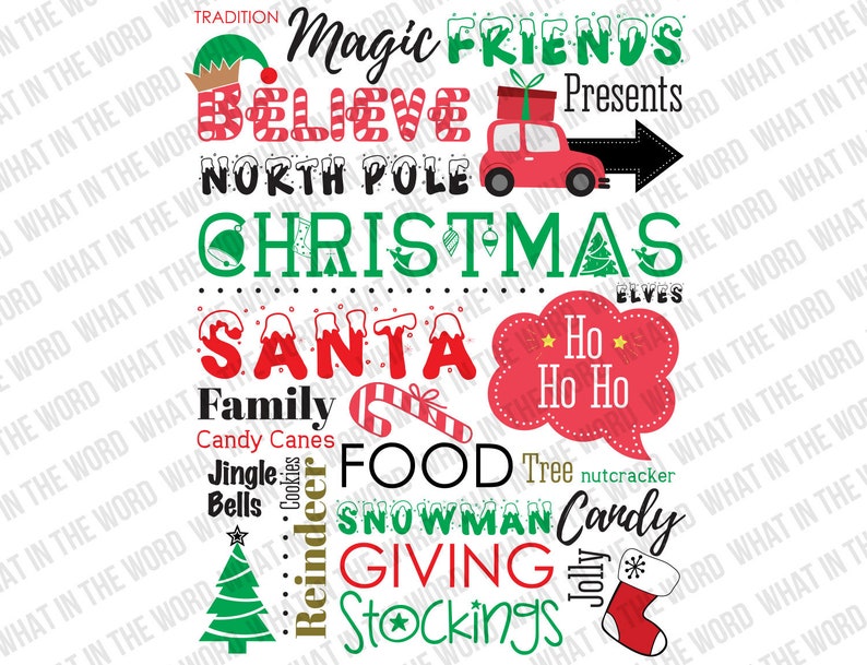 Believe in Magic Christmas Word Art Cut File. Christmas Cut File EPS for print. Commercial use. Digital files for cutting machines image 2