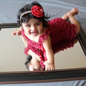 Crystal HeadBand, Infant Headband, Satin Headband, Rhinestone Headband, Babygirl Headband, Photoprop, Girls Headband, PeachCoralRed Headband