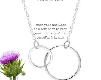 Sterling Silver Karma Necklace, Silver Karma Hoops Necklace, Silver Eternity Necklace, Circle Necklace