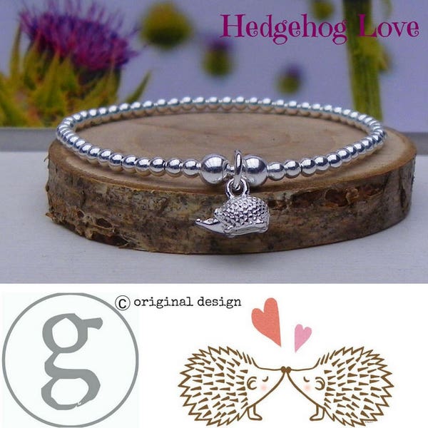 Gorgeous & Cute Sterling Silver Hedgehog Stretch Stacking Bracelet