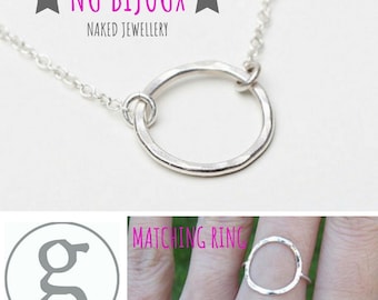 Sterling Silver Circle Necklace/Open Circle Pendant Necklace/Karma Necklace/Simple Circle Statement Necklace/Eternity Necklace/Infinity