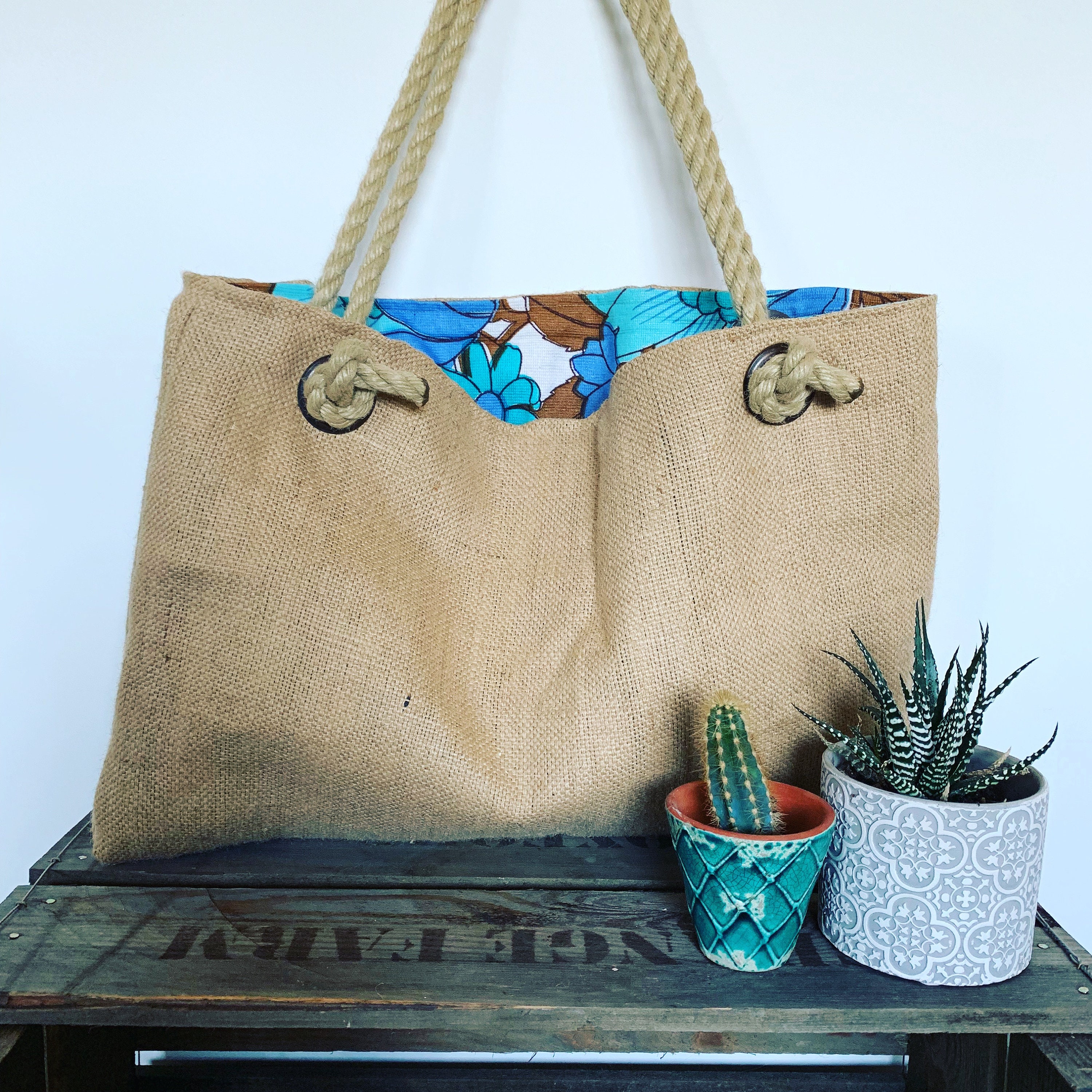 Coffee hessian bag/hessian tote/upcycled recycled coffee Etsy