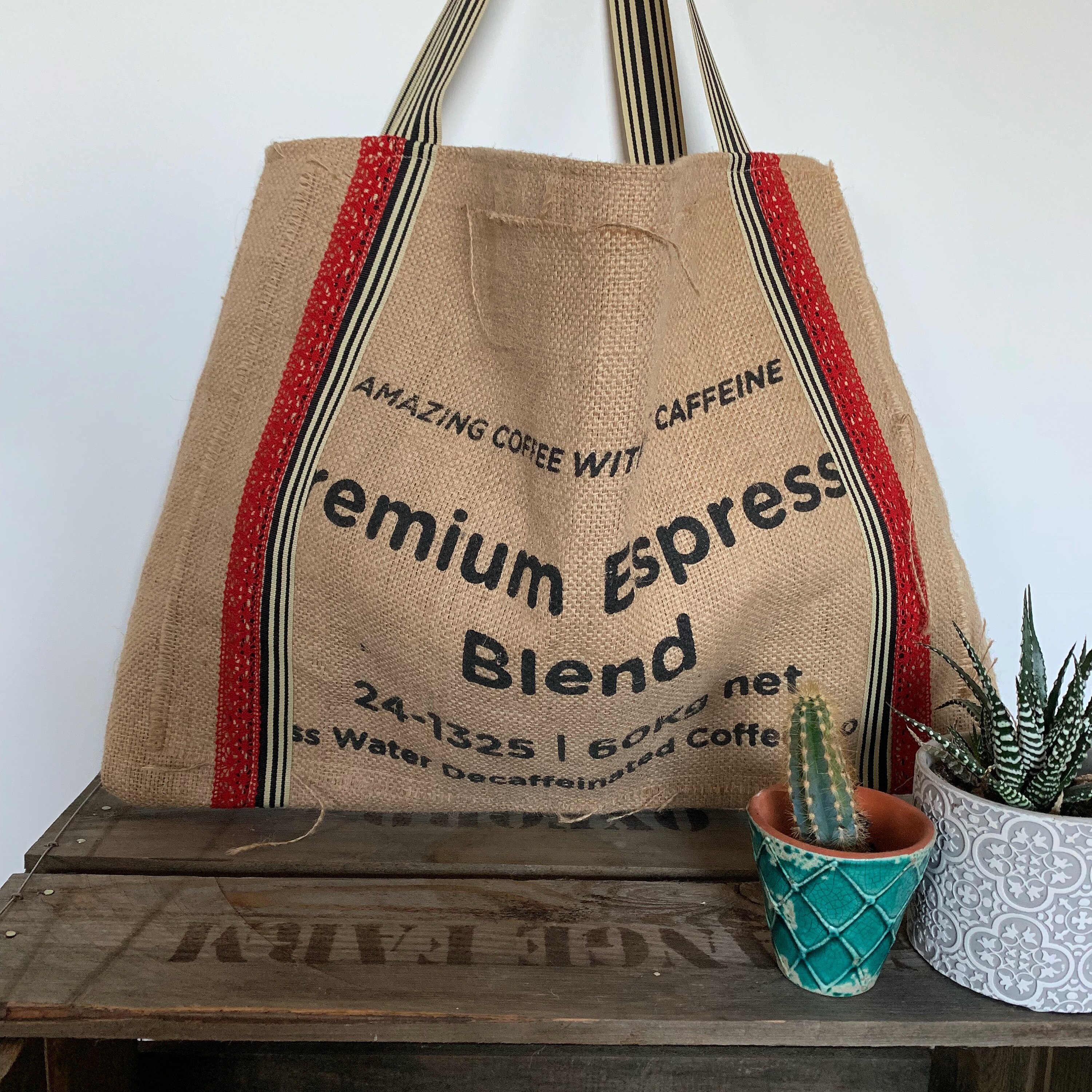 Coffee hessian bag/hessian tote/upcycled recycled coffee Etsy