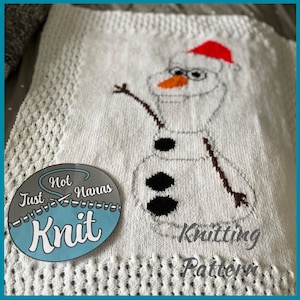 Olaf the Snowman, Baby Blanket Knitting Pattern with chart and full written instructions