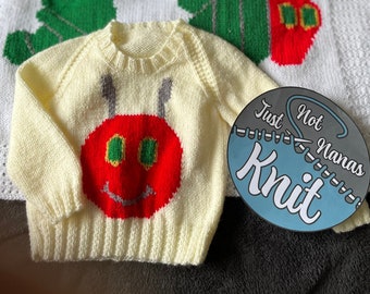 Caterpillar Jumper Sweater Knitting Pattern, with chart and full written instructions