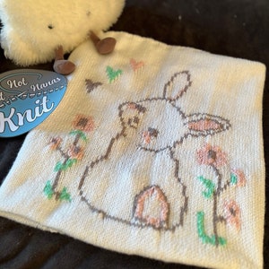 Baby Bunny Baby Blanket Knitting Pattern, with chart and full written instructions