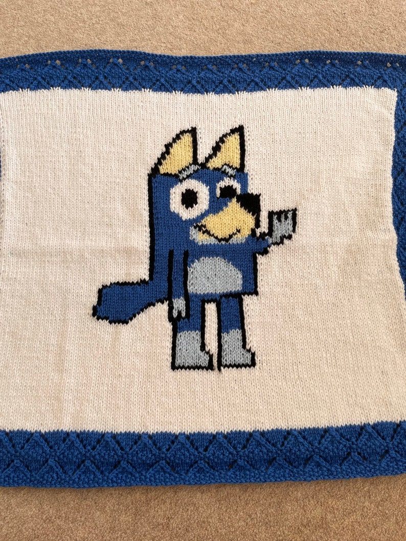 Pdf/bluey Inspired Baby Blanket Knitting Pattern/ Easy to Etsy Canada