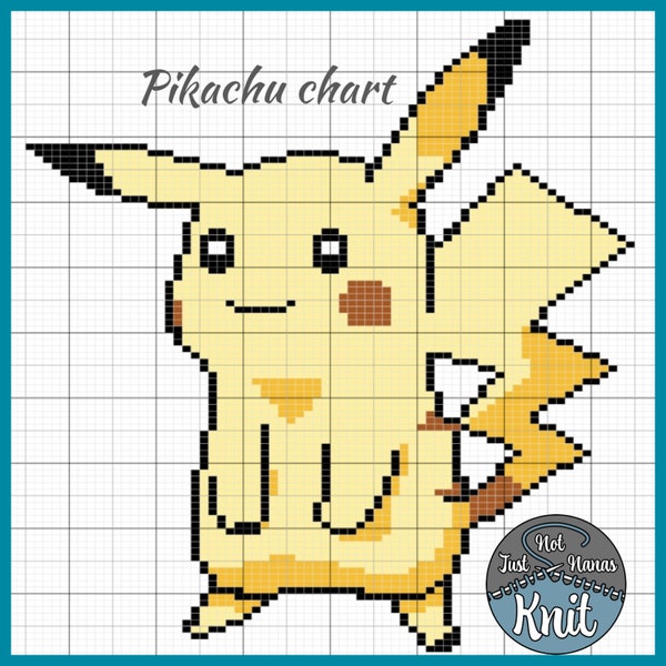 GRAPHIQUE SEULEMENT Pikachu, idéal pour le tricot, le crochet, le point de croix, PDF, téléchargement numérique