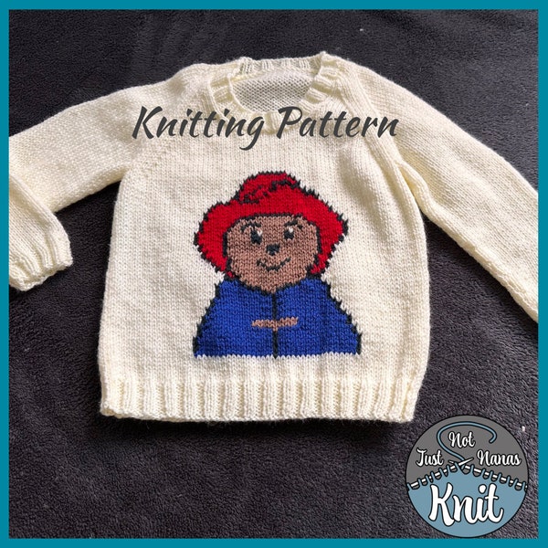 Paddington Bear Toddler Jumper Sweater Knitting Pattern, with chart and full written instructions