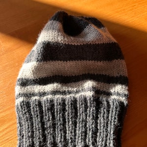Light and dark grey knitted Alaska beanie
