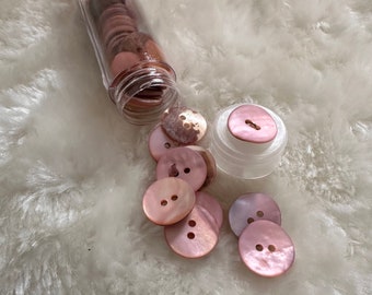 Drops Boutons ronds en nacre rose poudré 15 mm