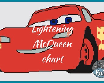 CHARTE ONLY Lightening McQueen, Cars, idéal pour le tricot, le crochet, le point de croix, le PDF, le téléchargement numérique