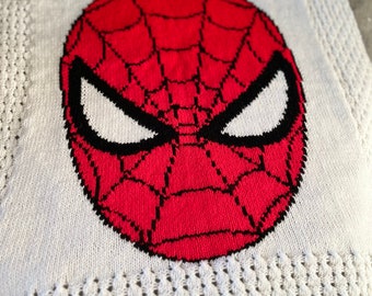 Spider-Man Spiderman Baby Blanket Knitting Pattern with chart and full written instructions