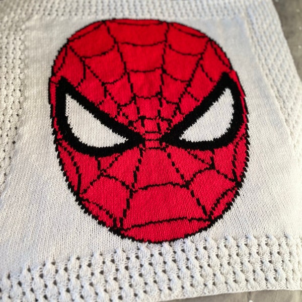 Spider-Man Spiderman Baby Blanket Knitting Pattern with chart and full written instructions