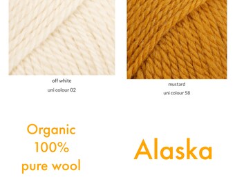 Drops Alaska : pure laine biologique, 10 épaisseurs, aran, laine peignée, idéale pour le tricot ou le crochet