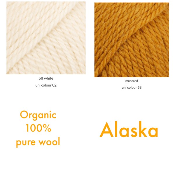 Drops Alaska: Pure organic Wool, 10 ply, Aran, worsted weight wool, ideal for knitting or crochet