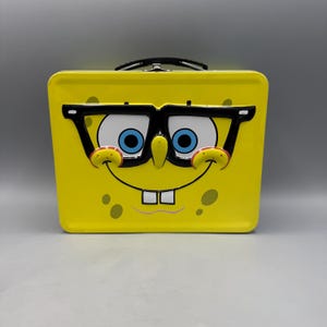 Vintage SpongeBob Squarepants Small Lunchbox styled Tin 7 1/2" x 6" (Some Scuffs)