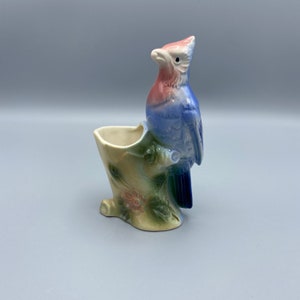 Royal Copley Blue and Pink Bird Planter