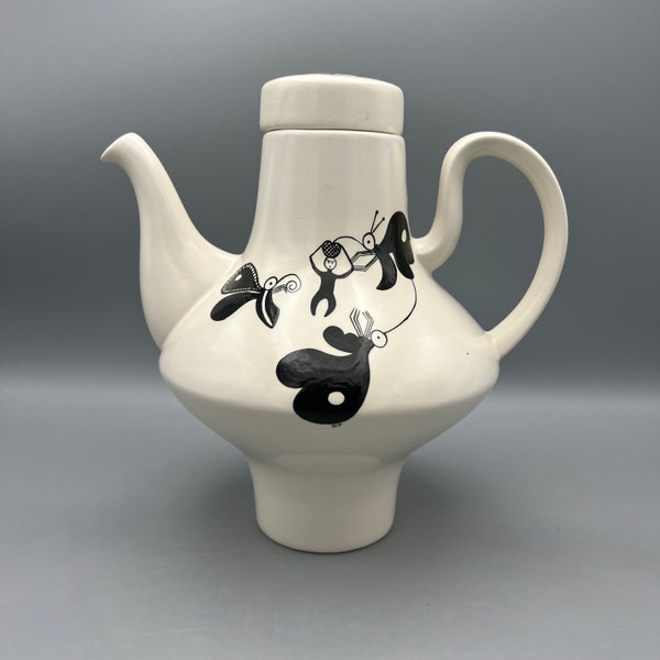 Southwest Pottery Teapot, Hand-painted by Sharon Prentice, 1973 Vintage