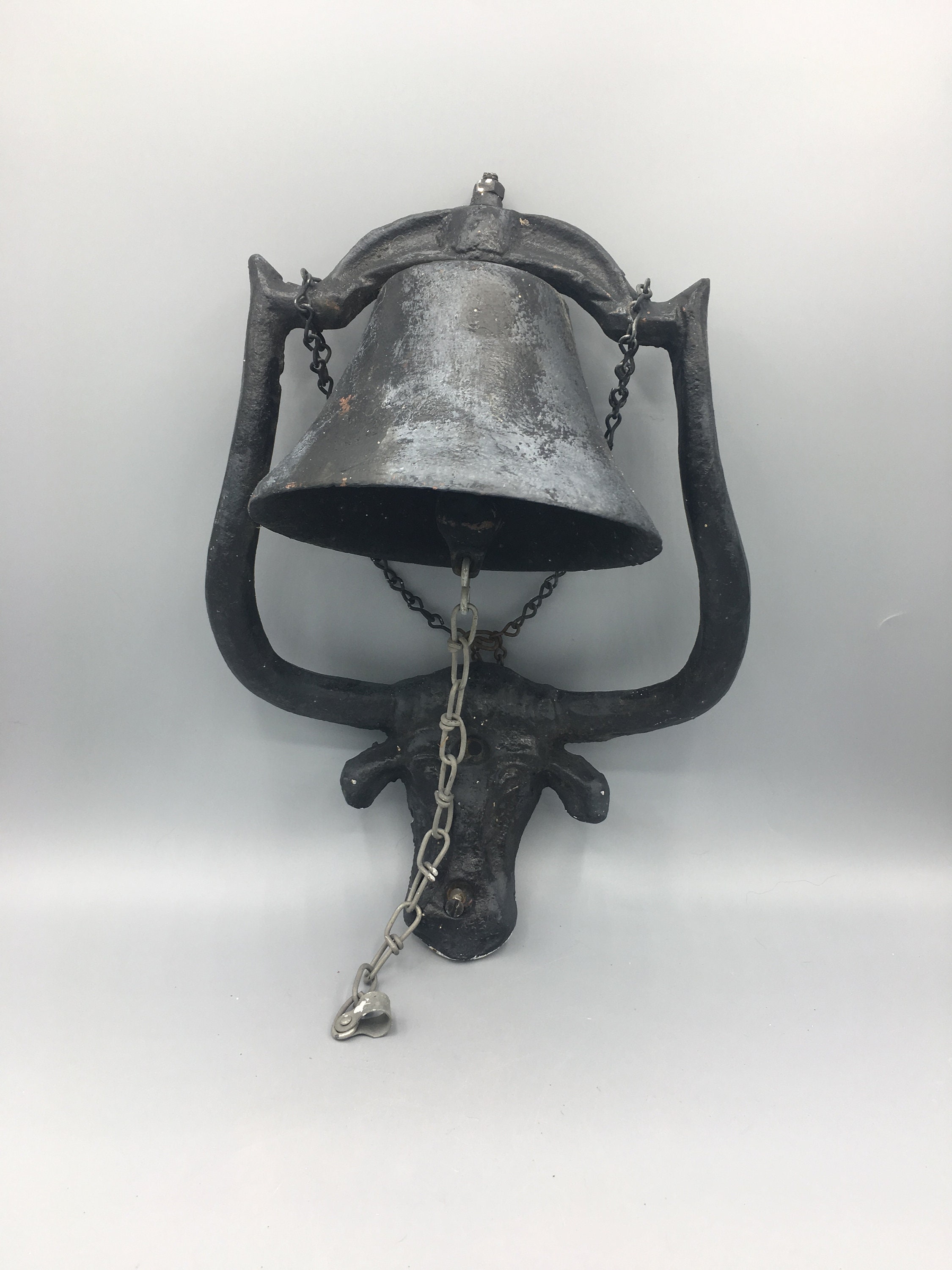 Cast Iron Antique Style Rustic LONGHORN STEER Door Knocker Western Cowboy COW