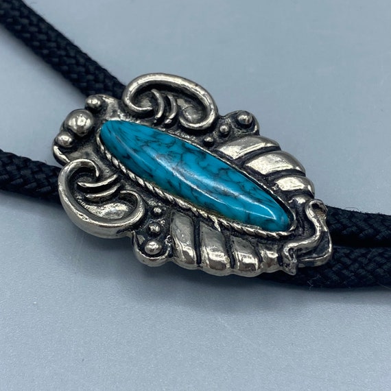 Faux Turquoise Bolo Tie, Vintage Southwestern Jew… - image 2