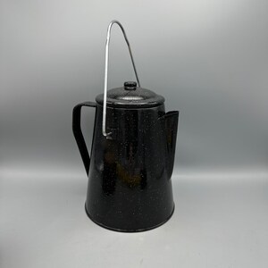 Black Enamelware Kettle, Vintage
