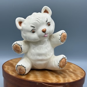 Mid Century Modern Ceramic Teddy Bear, Signed Irene on Bottom