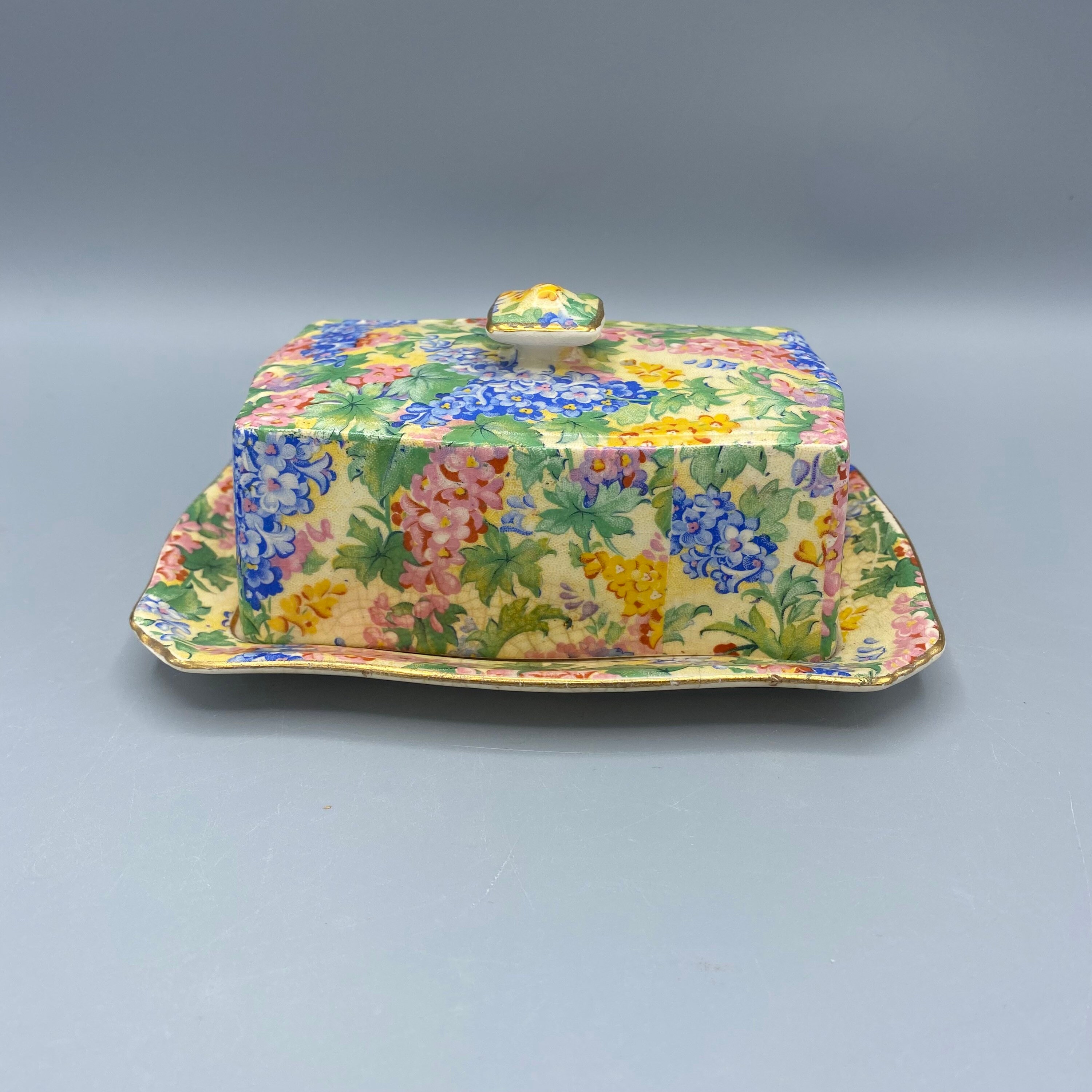 Grimwades Somerset Covered Butter Dish significant Crazing Royal