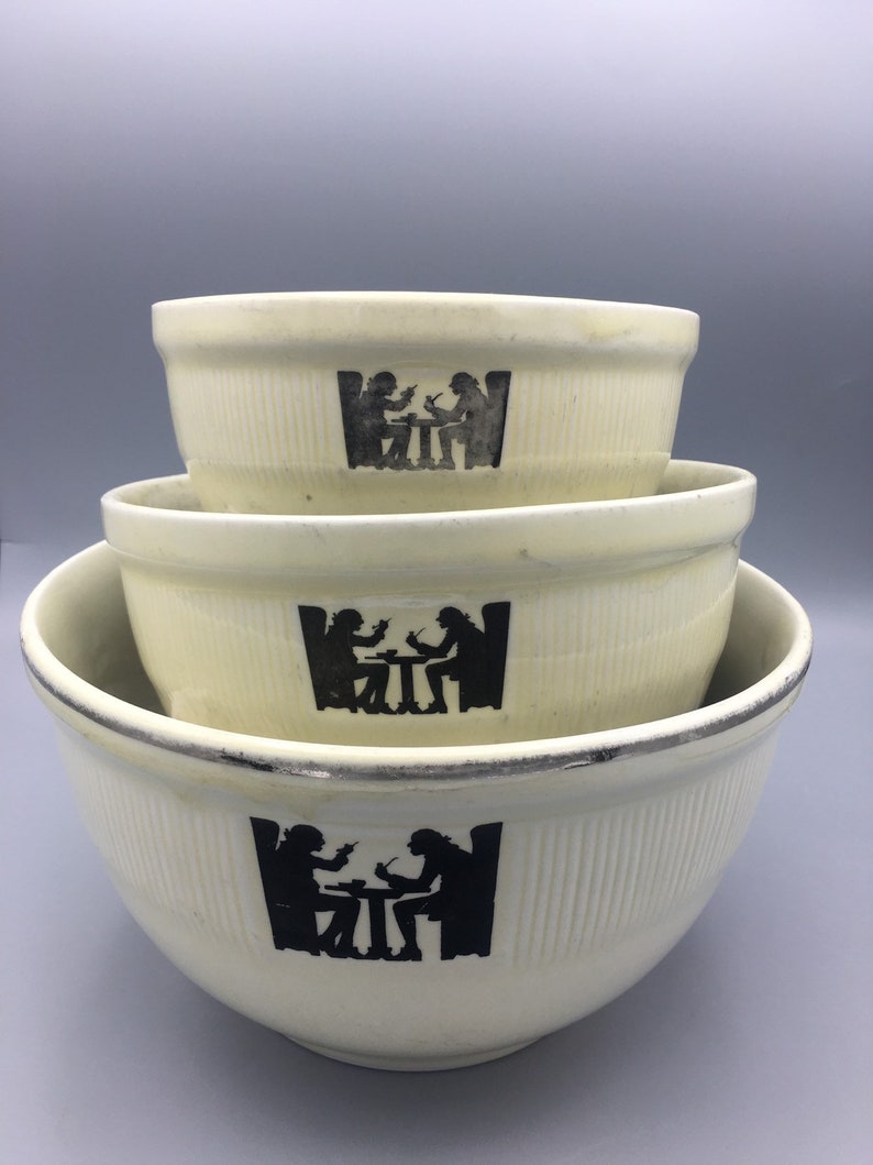 Vintage Hall Nesting Bowls Hall Pottery Silhouette Mixing Bowls