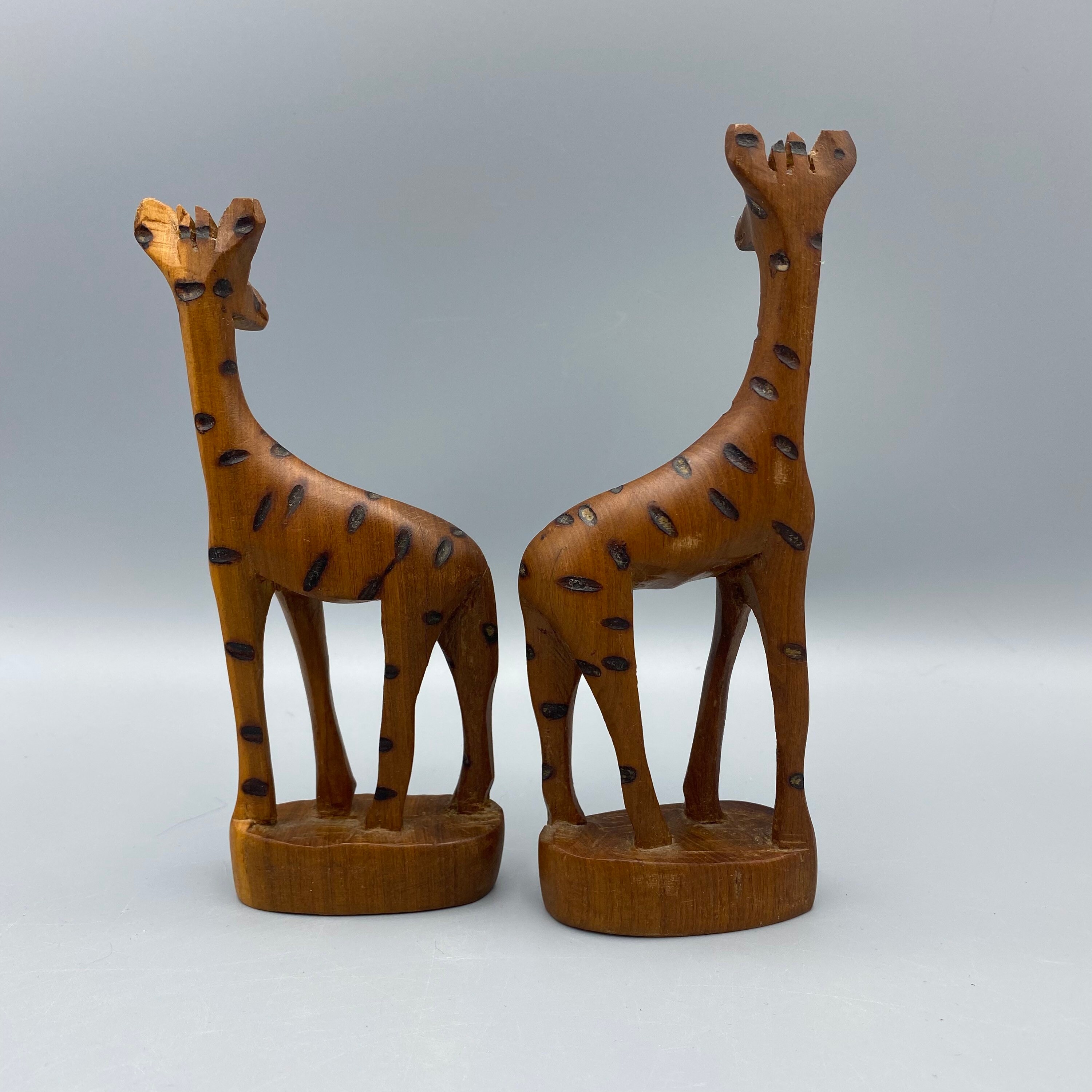Wooden Giraffes Set of 2 Vintage Wood Carved Giraffe Etsy UK