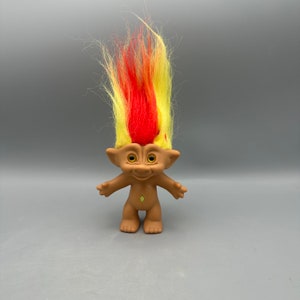 Treasure Troll with Yellow and Orange Hair and Jewel Belly, Vintage 1998