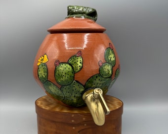 Vintage Nopalas Cactus Drink Dispenser, Beverage Crock