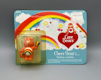 Cheer Bear Care Bear Miniature, Pintando un arco iris, Vintage
