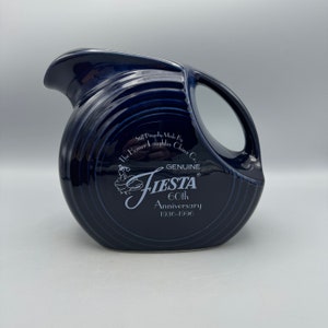 60th Anniversary Fiesta Cobalt Blue Pitcher, Vintage Homer Laughlin