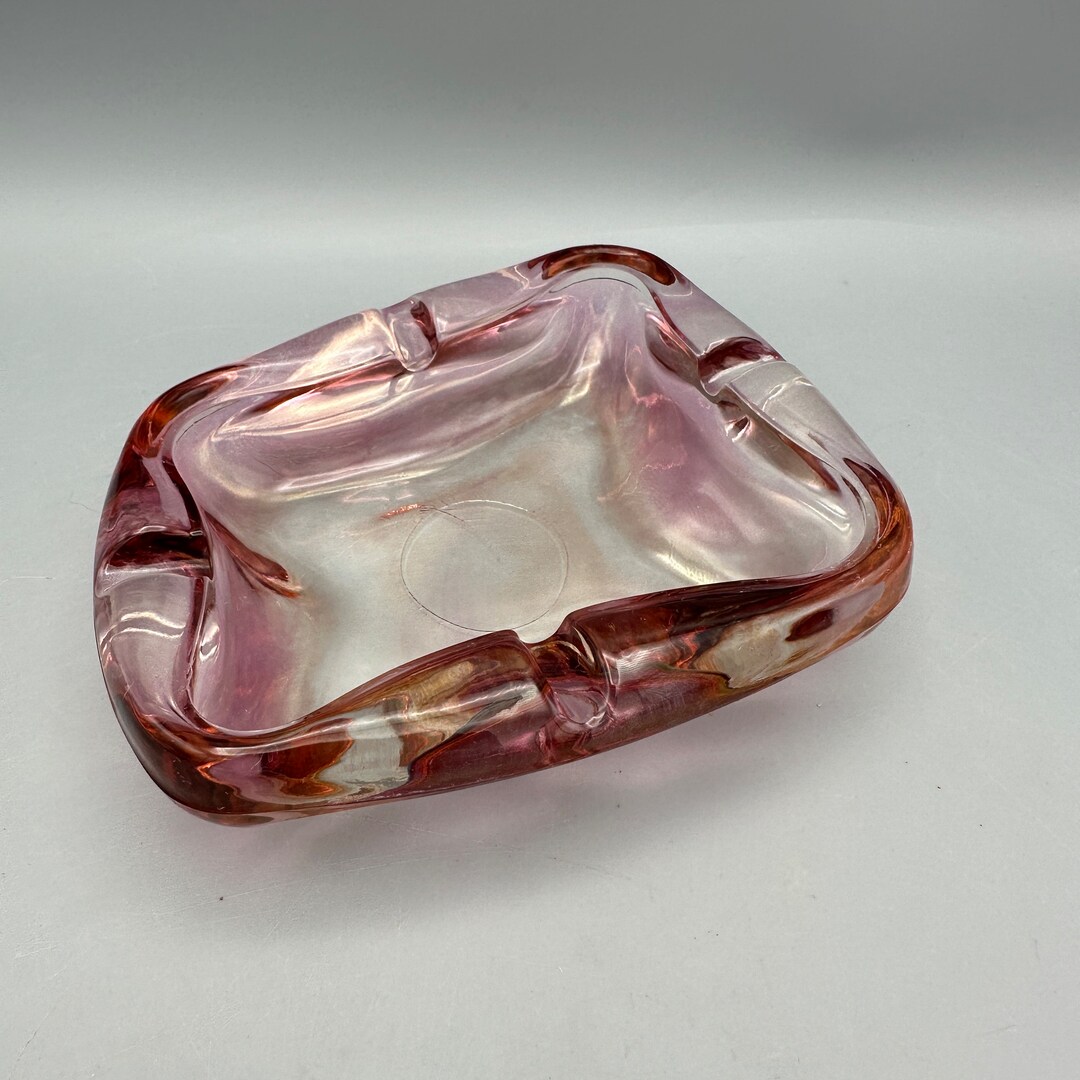 Pink Glass Ashtray Vintage with Color Flaws Etsy